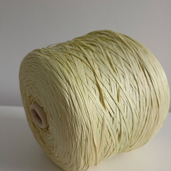 Cotton Yarn 100% natural Merserized organic cotton Ribbon Lemongrass color cotton Hand knitting Weaving yarn Crochet 80g/2.8 oz yarn cake