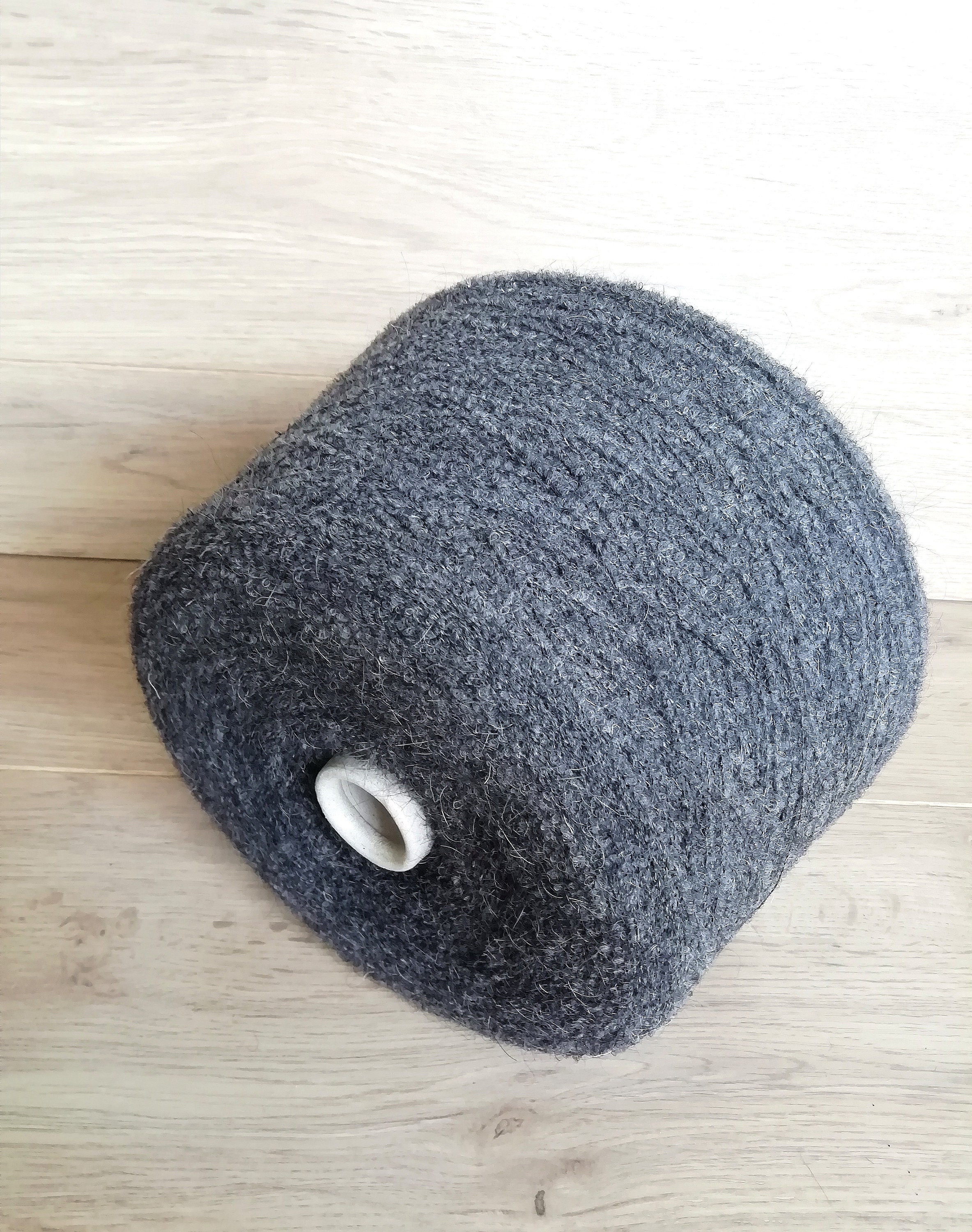 Alpaca Merino Wool Luxury Boucle Yarn on Cone Dark Gray Boucle Etsy