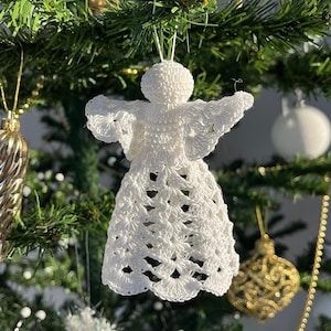Christmas angel Crochet white guardian angel Christmas home decor Baptism ornament Table top decor Wedding ornament Christening angel