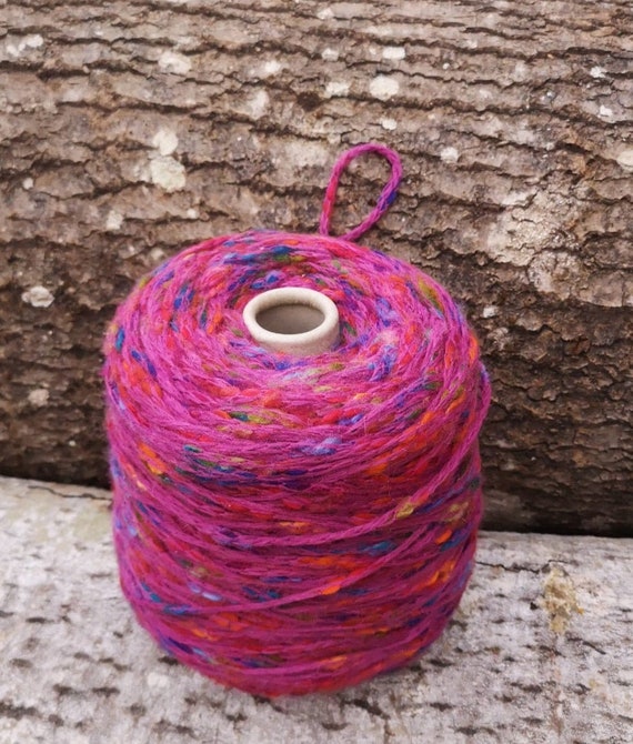 Acrylic Yarn Rope Tube Yarn Fucsia Pink Blended Yarn on Cone Etsy