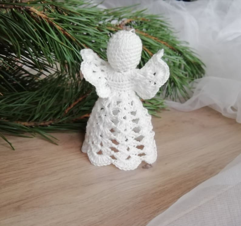 Christmas angel Crochet white guardian angel Christmas home decor Baptism ornament Table top decor Wedding ornament Christening angel