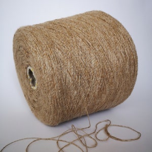 Hilo de seda 100 % natural Hilo de seda Tsumugi en cono Marrón dorado Fibra artística Tejido a mano Hilo para tejer Crochet por torta de hilo de 100 g/3,5 oz