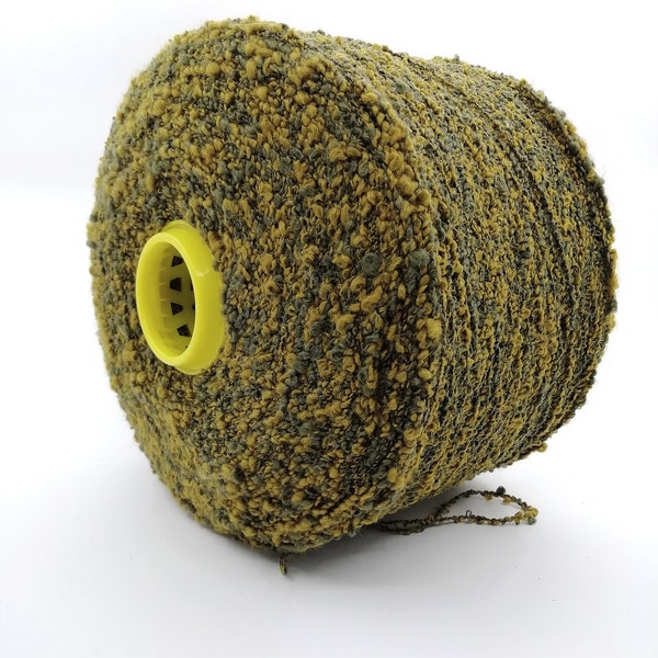 Boucle art yarn Wool boucle yarn Fantasy boucle yarn Mix color yellow green Hand knitting, weaving 100-200g/3.5-7 oz yarn