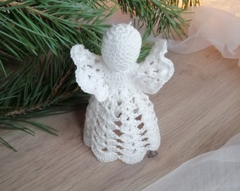 Ange de Noël au crochet blanc, décoration de Noël, décoration de baptême, décoration de table, décoration de mariage, ange de baptême