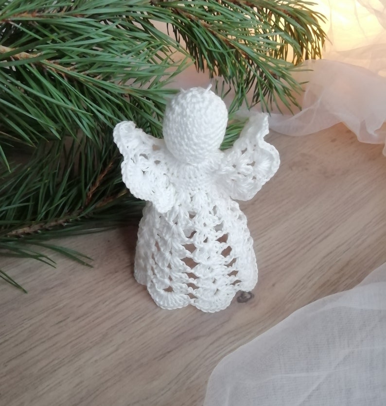 Christmas angel Crochet white guardian angel Christmas home decor Baptism ornament Table top decor Wedding ornament Christening angel