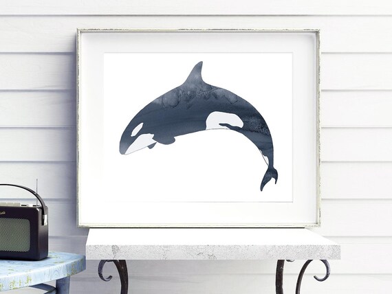 Blue Orca Abstract Art Print Printable Wall Art Nautical - Etsy