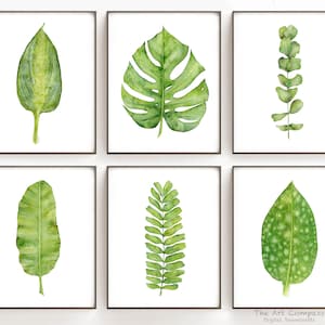Printable Art Prints, Green Tropical Leaf Art, Gallery Wall Set of 6 ...