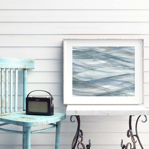 Printable Wall Art, Grey Blue Watercolor Abstract Print, Minimalist Zen Artwork for Bedroom Wall ...