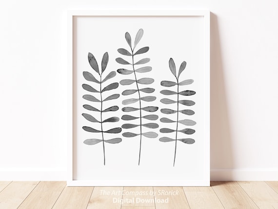 Printable Art Print of Black and White Plant Illustration - Etsy