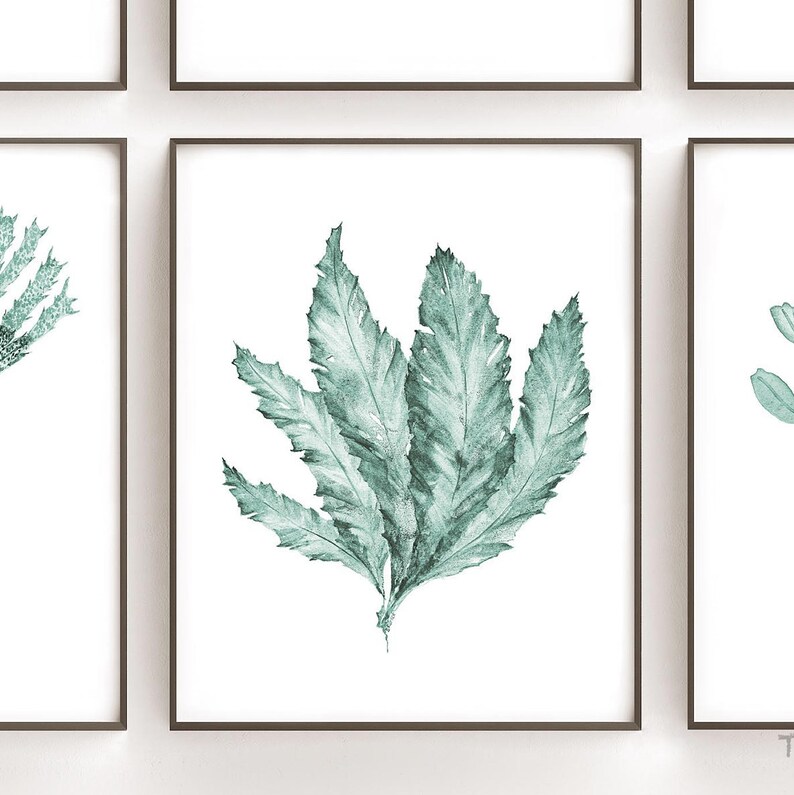 May include: A watercolor painting of a sprig of green leaves with a white background. The leaves are arranged in a fan shape and have a delicate, feathery texture.