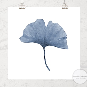 Ginkgo Wall Art, Digital Print Download, Square Printable Artwork, Ginkgo Leaf Gifts Idea, Botanical Watercolor Painting, Yogi Zen Wall Art