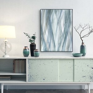 Printable Wall Art, Grey Blue Watercolor Abstract Print, Minimalist Zen Artwork for Bedroom Wall ...