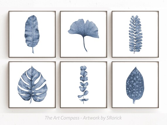 Printable Art Set of 6 Botanical Leaf Prints Square Format | Etsy