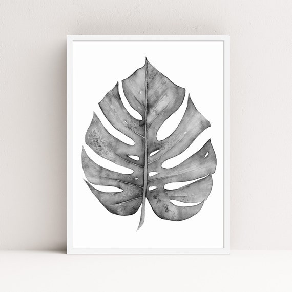 Schwarz wei Wand Kunst DigitalDruck Download von Monstera Blatt Aquarell  Malerei, Botanische Illustration Schlafzimmer Wand Dekor ber dem Bett -  Etsy.de
