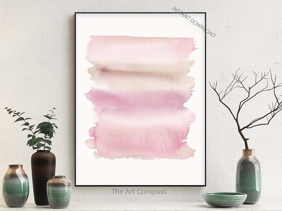 Blush Abstract Art Printable Wall Art of Watercolor Painting Etsy