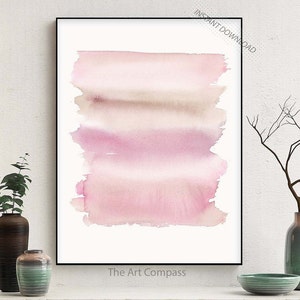 Blush Abstract Art, Printable Wall Art of Watercolor Painting, Master Bedroom Wall Decor Over the Bed, Pink Bathroom Wall Art, Dorm Decor