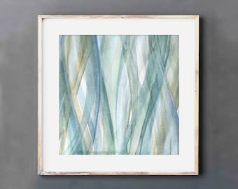 Digital Art Print of Square Watercolor Painting, Instant Download Printable Wall Art, Living Room Wall Decor, Bedroom Wall Art Over the Bed