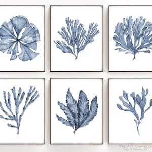 Printable Wall Art Set of 6 Prints, Digital Download JPG, Hamptons Style Blue Coastal Decor, Living Room Wall Art Above the Couch 8x10 16x20