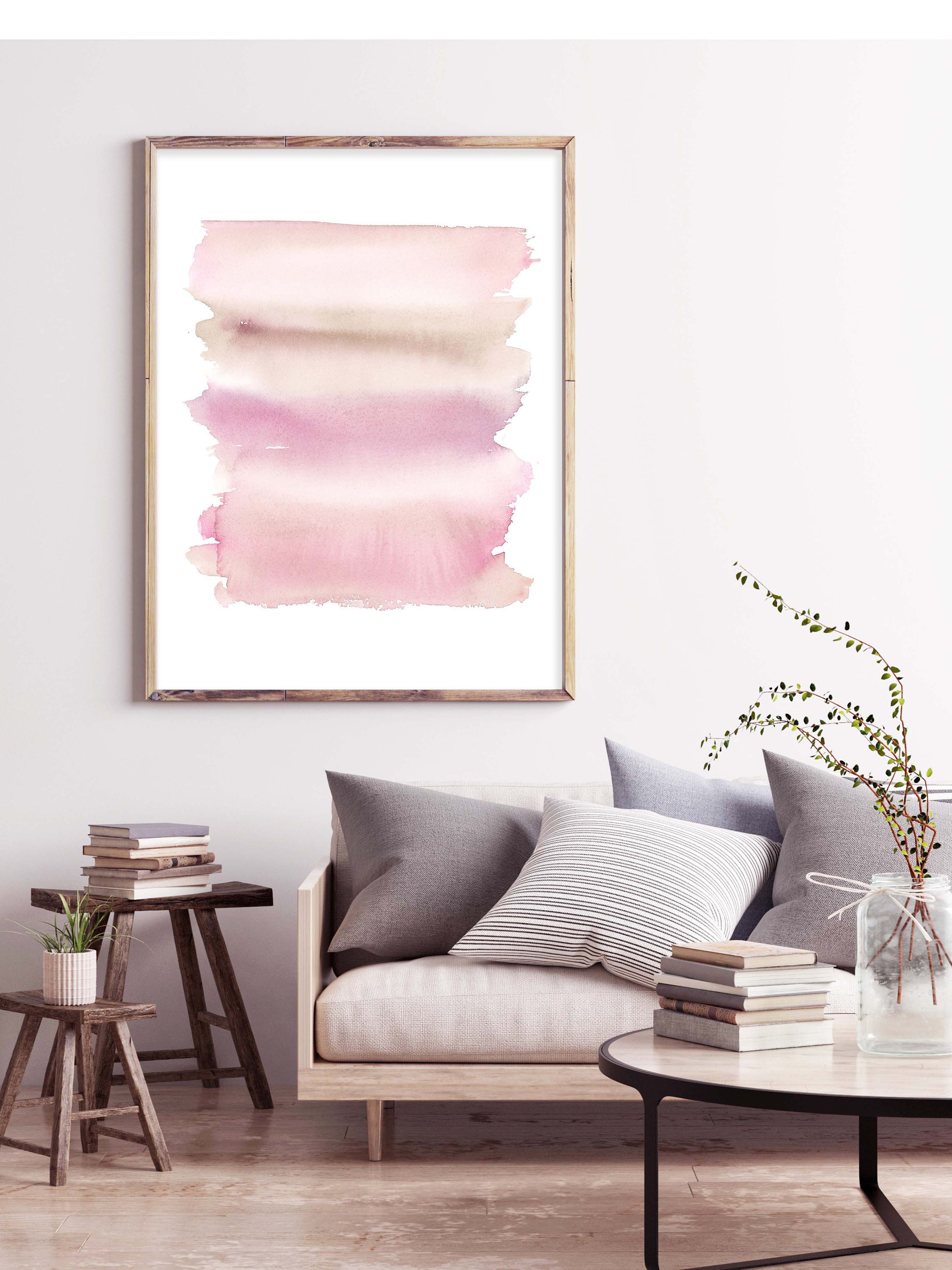 Blush Abstract Art Printable Wall Art of Watercolor Painting Etsy