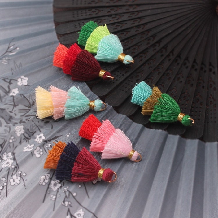 Tiered Tassels,Stacked Tassels,Cotton Tassels,Double Tassels Charm Pendants C030