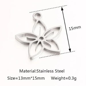 5pcs Stainless Steel Flower Charm Jewelry Pendant Accessories Y959