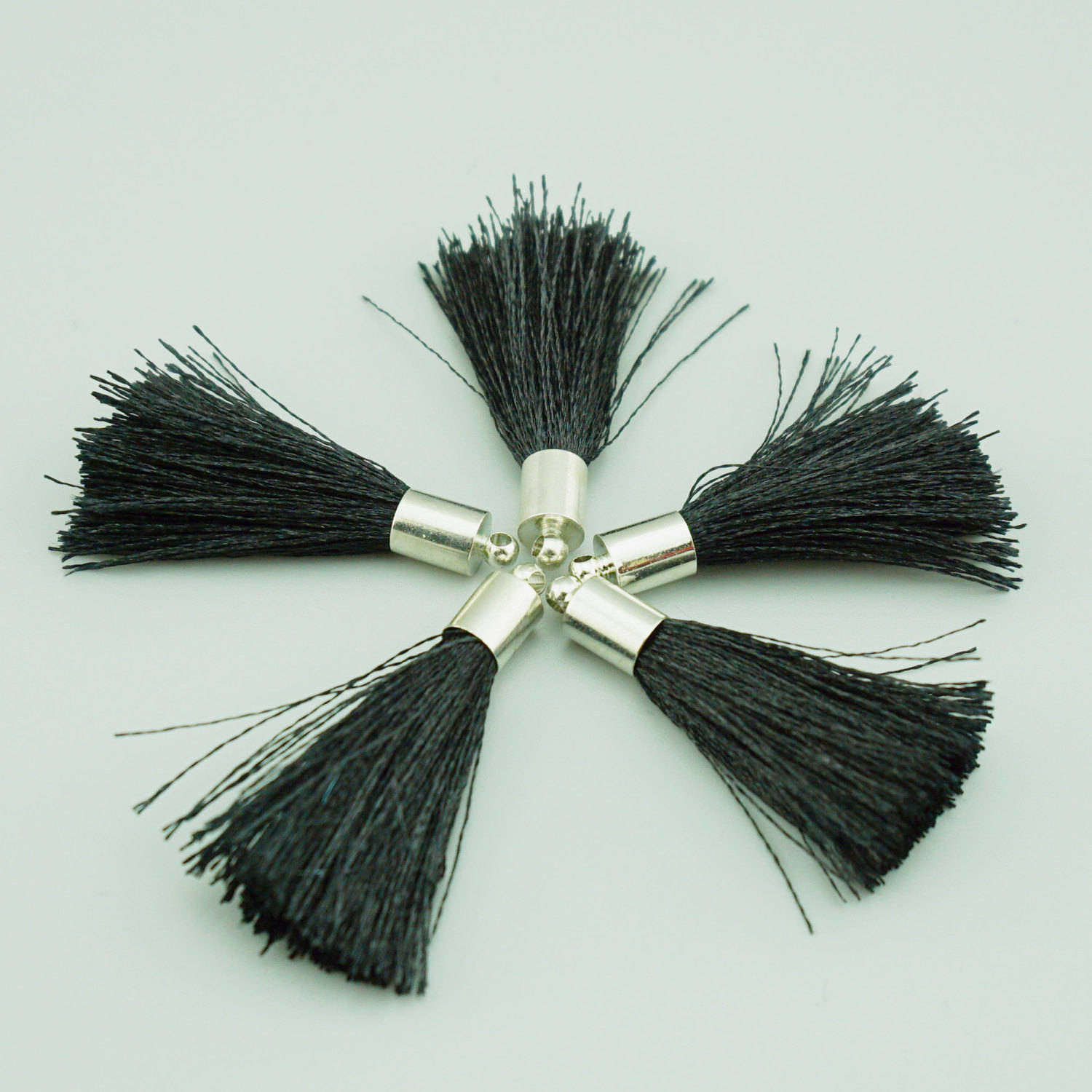 10pcs 35MM tassels black Tassels Silk Tassel with Silver Etsy