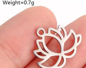 5pcs Stainless Steel Lotus Charm Jewelry Pendant Accessories Y950