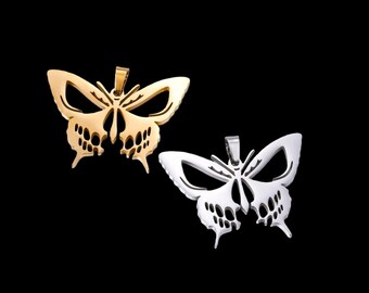 Colgante de mariposa de acero inoxidable chapado en oro de 18 quilates (32 x 42 mm, 1/2/5 piezas) Y514E