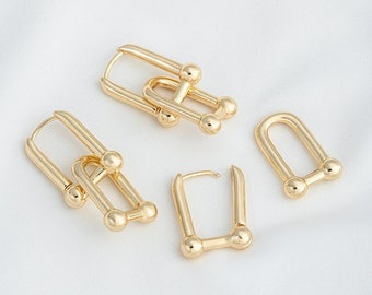 14K Gold Plated Ear Stud,Brass Ear Studs,U Ear Studs,Jewelry Earring Accessories R471YY