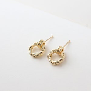 11x15mm 18K Gold Plated Brass Round Ear Studs Rings Ear Stud Jewelry Earring Studs GL207 image 6
