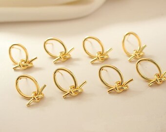 18K Gold Brass Knot Earring Stud,Geometry Earrings,Gold Ear Stud GL152