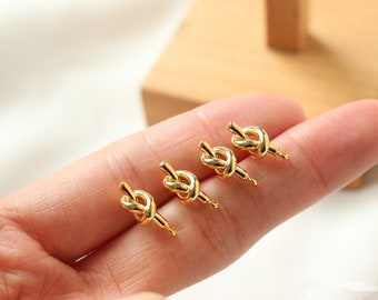 18K Gold Messing Knoten Ohrstecker,Knoten Ohrstecker GL283