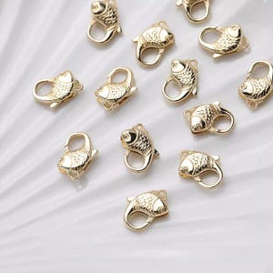 14K Vergoldetes Messing Fisch Karabinerverschluss Für Schmuck Halskette Armband Lobster Clips Zubehör GL2427