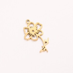 Stainless Steel October Flower Charm Jewelry Pendant Accessories Y902J