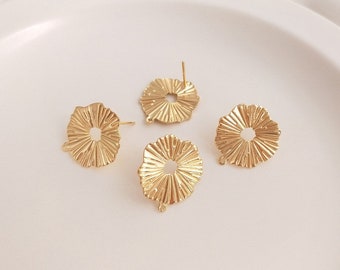 18mm 14K Gold Plated Brass Round Ear Studs Jewelry Earring Studs Accessories With 925 Sterling Silver Pin R161YY