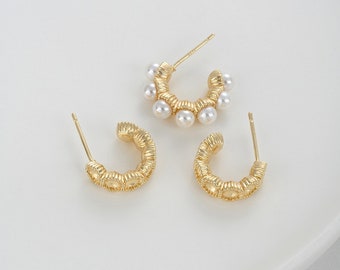 14K Gold Plated Ear Stud,Brass Ear Studs,C Ear Stud,Jewelry Earring Accessories With 925 Sterling Silver Pin R432YY