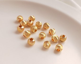 100pcs 14K Gold Plated Brass Round Beads Charm Spacer Bead For Bracelet Jewelry Accessories Z58YY