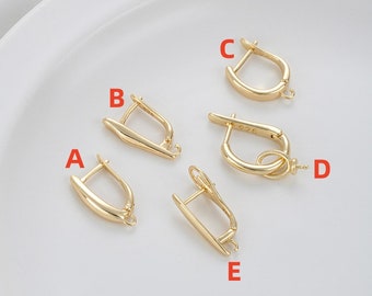 14K Gold Plated Ear Stud,Brass Ear Studs,U Ear Stud,Jewelry Earring Accessories With 925 Sterling Silver Pin R428YY