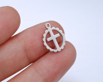 5pcs Stainless Steel Cross Charm Jewelry Pendant Accessories Y465