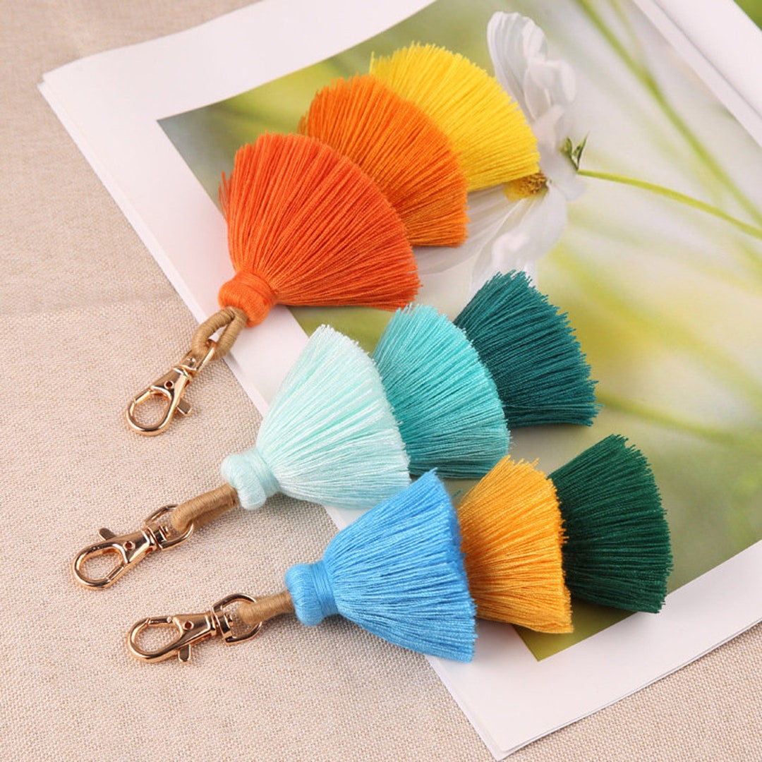 2PCS Tiered Tassels Key Chain,stacked Tassels,multiple Cotton  Tassels,tassels Charm Pendants SYT94 