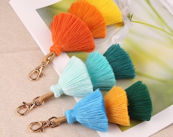 2PCS Tiered Tassels Key Chain,Stacked Tassels,Multiple Cotton Tassels,Tassels Charm Pendants SYT94