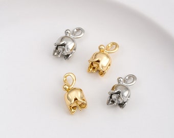 14K Gold Plated Brass Zircon Flower Charm Jewelry Necklace Bracelet Pendant Earring Charms Accessories G745YY