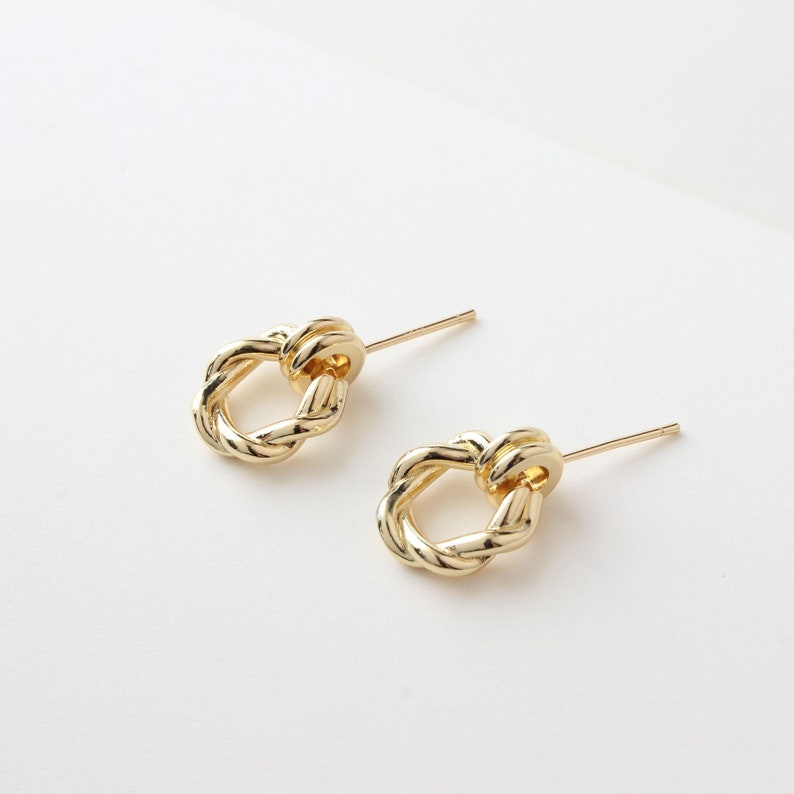 11x15mm 18K Gold Plated Brass Round Ear Studs Rings Ear Stud Jewelry Earring Studs GL207 image 5