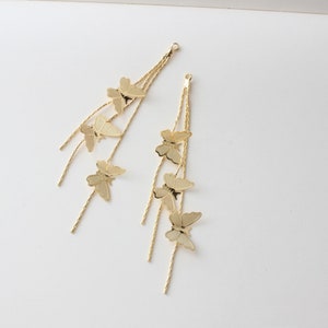 75mm 14K Gold Plated Brass Butterfly Chain Tassels For Ear Studs Earring Studs Pendants GL871 image 3