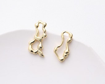 14K Gold Plated Brass AB Style Ear Studs Geometry Earring Studs With 925 Sterling Silver Pin GL739