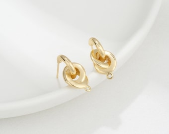 14K Gold Plated Ear Stud,Brass Ear Studs,Irregular Ear Stud,Jewelry Earring Accessories With 925 Sterling Silver Pin R458YY