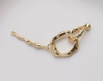 14K Gold Plated Brass Irregular Clasp For Bracelet Component Jewelry Necklace Clasp Accessories GL2377