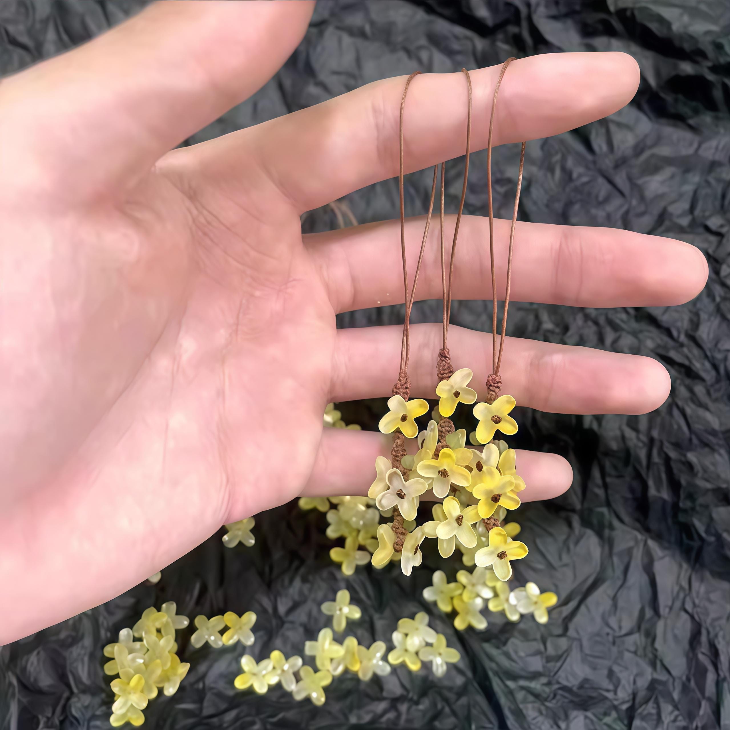 ✽Handmade✽Beads Flower✽麦の穂✽縁起物＆お守りとして✧*✽ MOP Shell Flower Beads: Carved Osmanthus Charms(6mm/8mm,2/4/10pcs