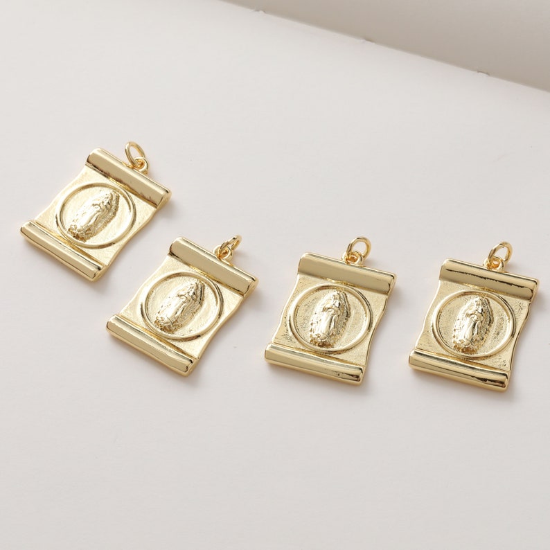 15x22mm 14k Gold Plated Brass Virgin Mary Rectangle Geometry Charm Jewelry Necklace Pendants Accessories GL821 image 5