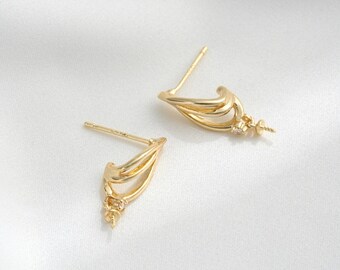 14K Gold Plated Ear Stud,Brass Ear Studs,Irregular Shaped Ear Stud,Jewelry Earring Accessories With 925 Sterling Silver Pin R463YY